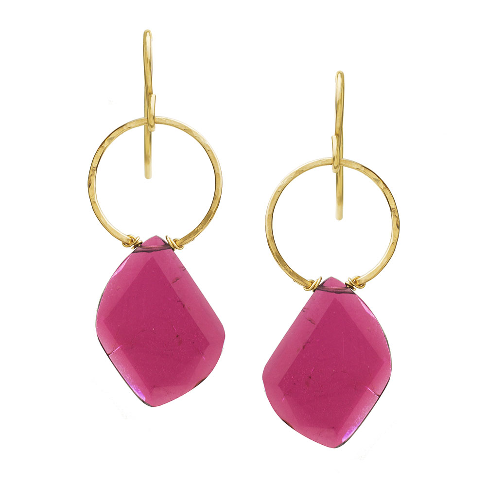 MTJ-E-0015 - Pink Tourmaline Sliced Earrings